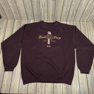 Headwaters‎ Vtg Men Bald Eagle Bird of Prey Sweatshirt Embroidered Sz L Brown